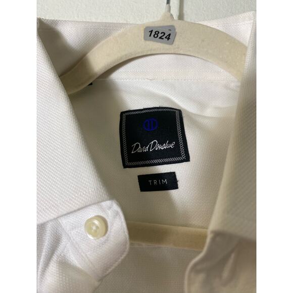 Men's David Donaho White Button Down Dress Shirt Sz 16.5/35/35 Trim - Picture 3 of 3